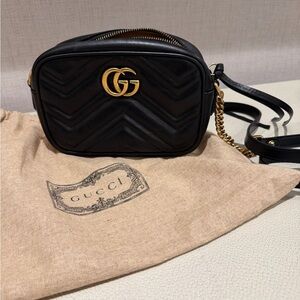 Gucci Black Leather Bag with Tan Interior
